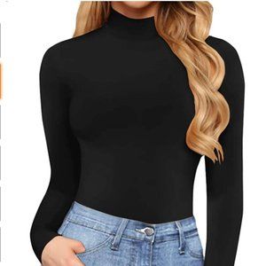 Women's Mock Turtle Neck Long Sleeve Tops Bodysuit